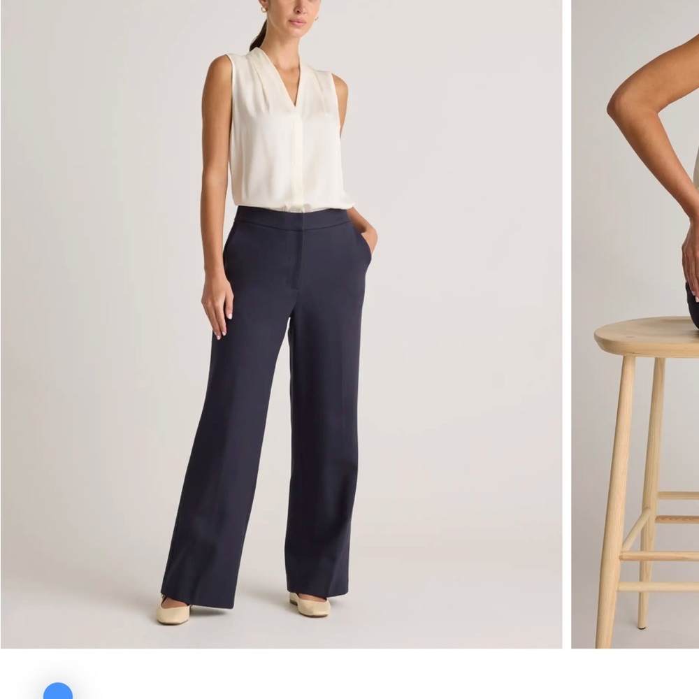 Quince Ultra-Stretch Ponte Clean Minimalist Trouser Navy Blue Trousers